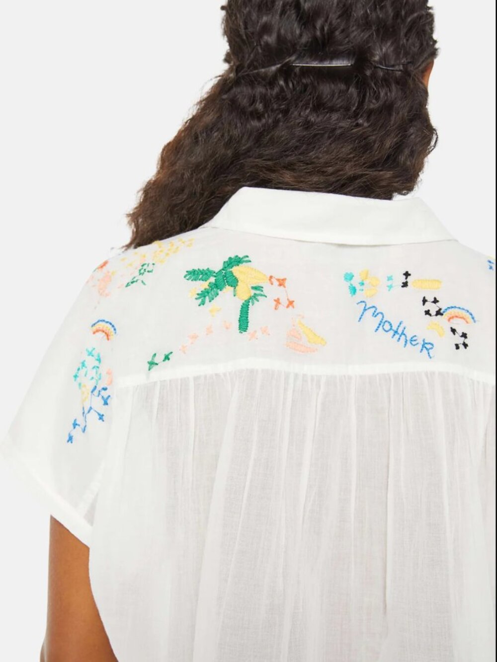 MOTHER The Gather Up Top in "Lime in the Coconut- Embroidered-M-MSRP $298